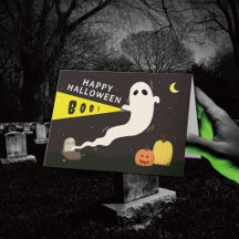 Halloween-kort med spöke med ficklampa Superhärlig