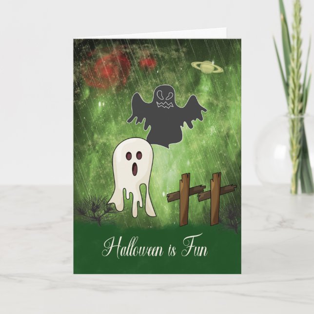 Halloween-kort med svartvitt Ghost Kort (Framsida)