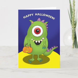 Halloween-kort - Monster med stort öga, roliga bar Helgkort