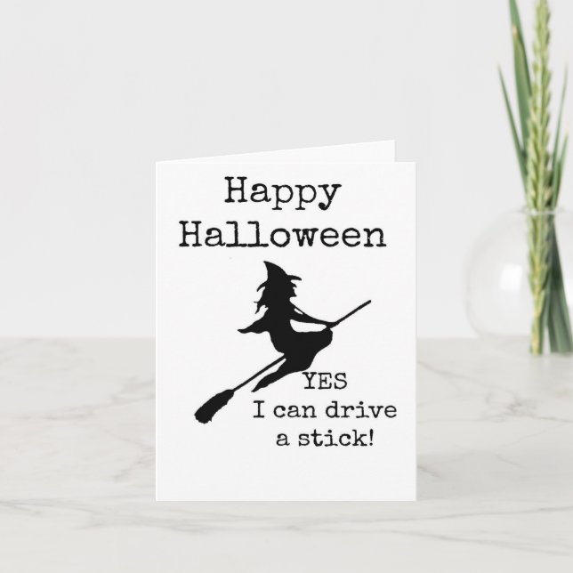 Halloween-kort, Sarkastic, Witch, Broomstick Kort (Framsida)