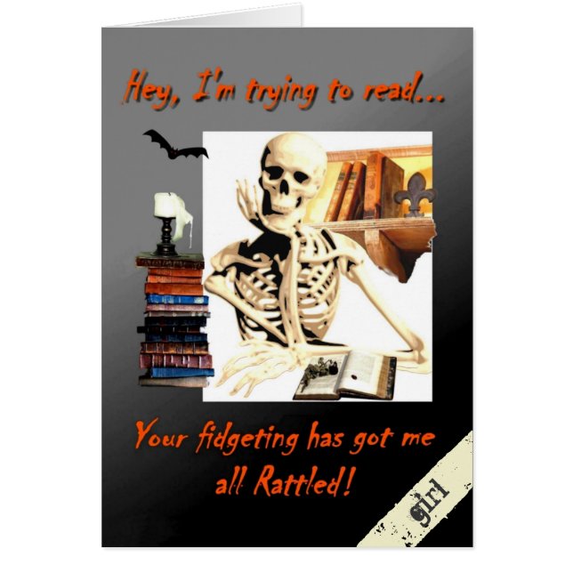 Halloween-kort till flickvän, skelett-humor hälsningskort (Framsidan)