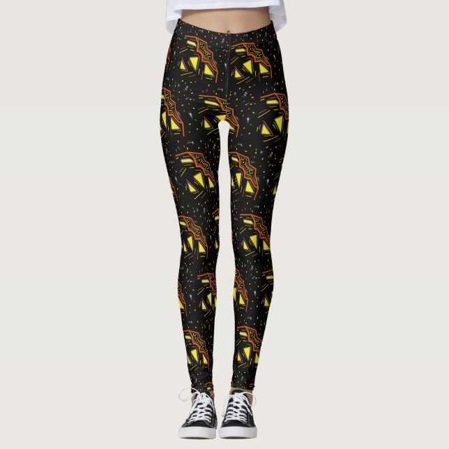 Halloween Kosmisk Pumpa Yttre Rymden Jack OLantern Leggings (Framsida)