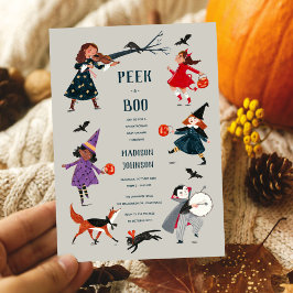 Halloween kostym barn baby shower inbjudan