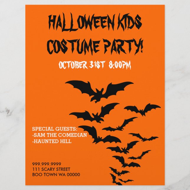 Halloween Kostym Barn Fest Inbjudan Flyer (Framsidan)