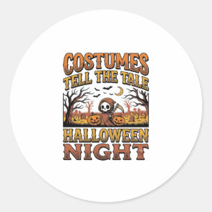 Halloween Kostym Berättelse Vintage Kyrkogård Typo Runt Klistermärke