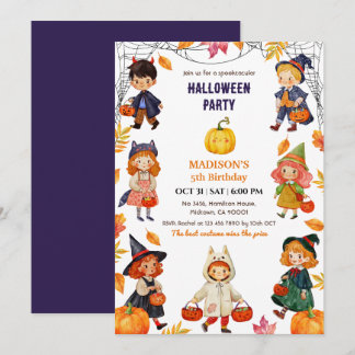 Halloween-kostym för barn födelsedagsfest Pumpa sö Inbjudningar