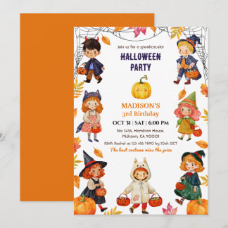 Halloween-kostym för barn födelsedagsfest Pumpa sö Inbjudningar