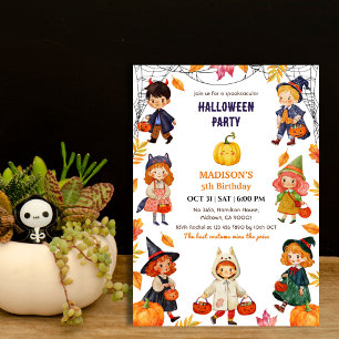 Halloween-kostym för barn födelsedagsfest Pumpa sö Inbjudningar