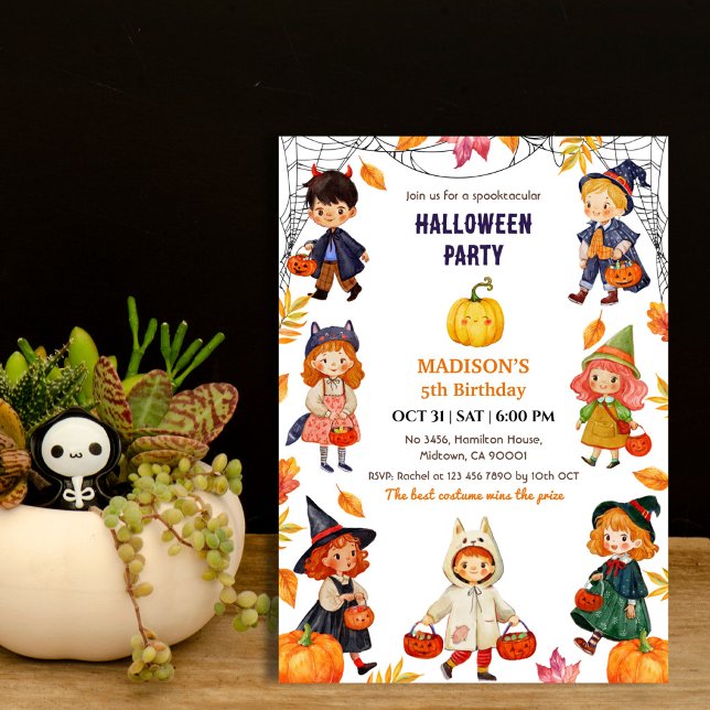 Halloween-kostym för barn födelsedagsfest Pumpa sö Inbjudningar (Skapare uppladdad)