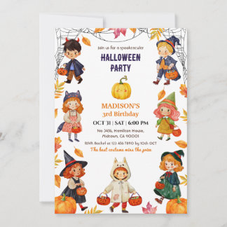 Halloween-kostym för barn födelsedagsfest Pumpa sö Inbjudningar