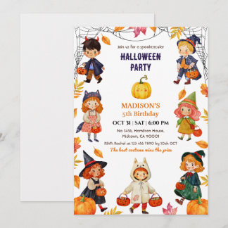 Halloween-kostym för barn födelsedagsfest Pumpa sö Inbjudningar