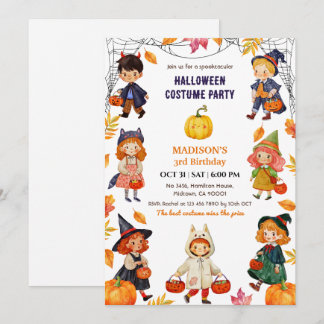 Halloween-kostym för barn födelsedagsfest Pumpa sö Inbjudningar