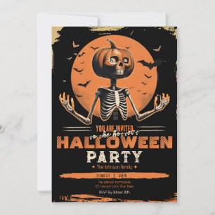Halloween-kostym för Pumpa-Skelett Vintage Hallowe Inbjudningar
