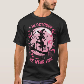 Halloween-kostym för rosa häxa för bröstcancer t shirt
