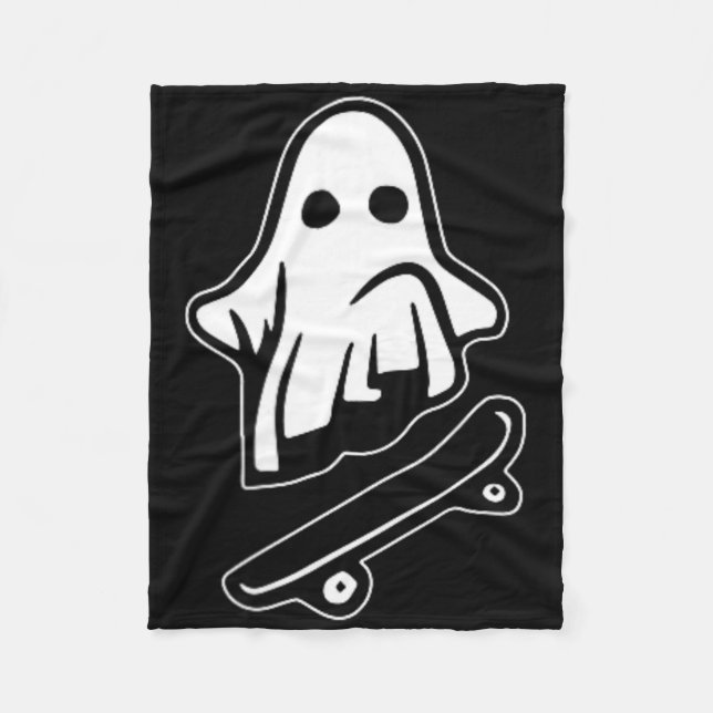 Halloween-kostym för spökskateboard - Roligt spöke Fleecefilt (Framsidan)