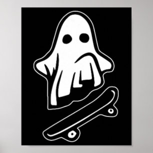 Halloween-kostym för spökskateboarding Roligt spök Poster