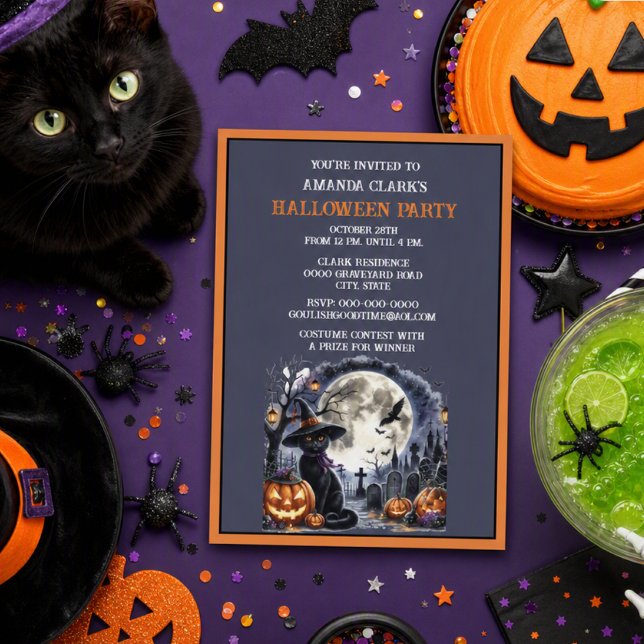 Halloween-kostym för svarta katter för barn  inbjudningar (Skapare uppladdad)