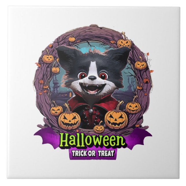 Halloween-kostym för valp kakelplatta (Framsidan)