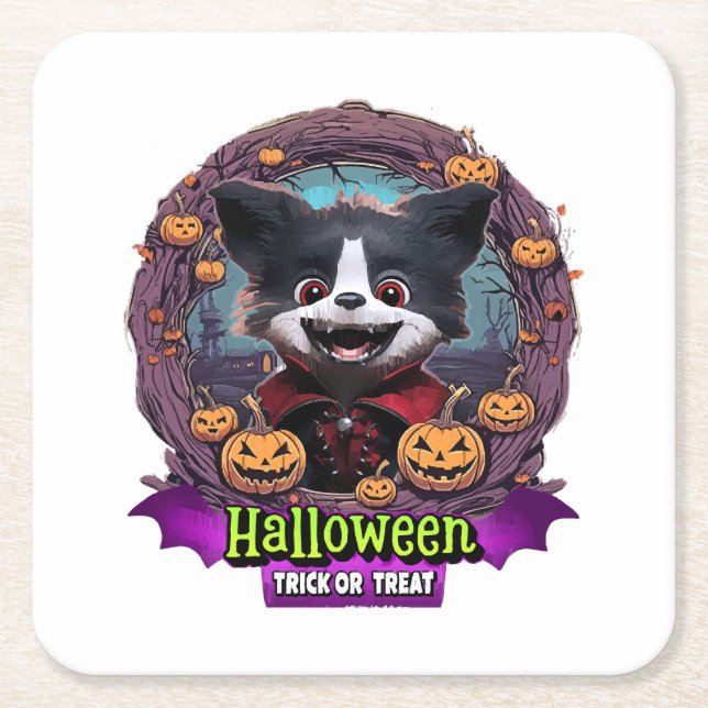 Halloween-kostym för valp underlägg papper kvadrat (Framsidan)