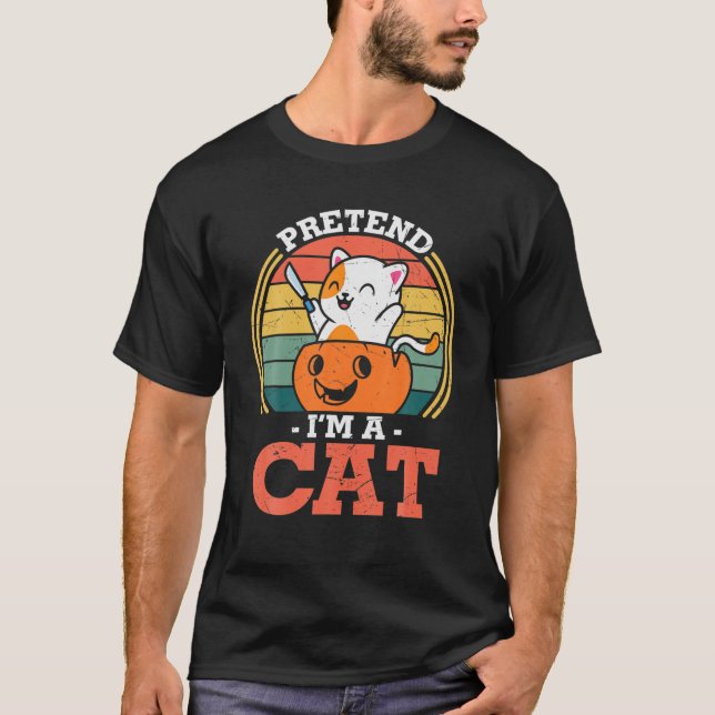 Halloween Kostym Föreställ Jag Är En Katt T Shirt (Framsida)