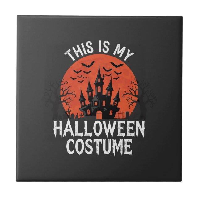 Halloween-kostym Förhäxad Slott Vektordesign Kakelplatta (Framsidan)