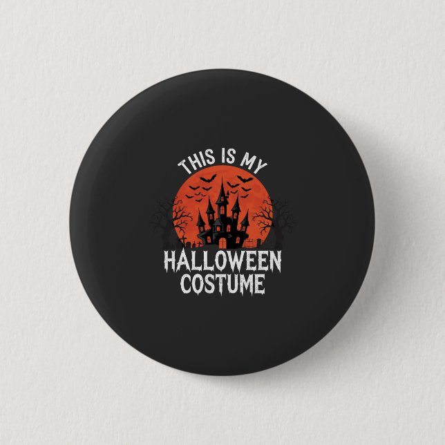 Halloween-kostym Förhäxad Slott Vektordesign Knapp (Framsida)