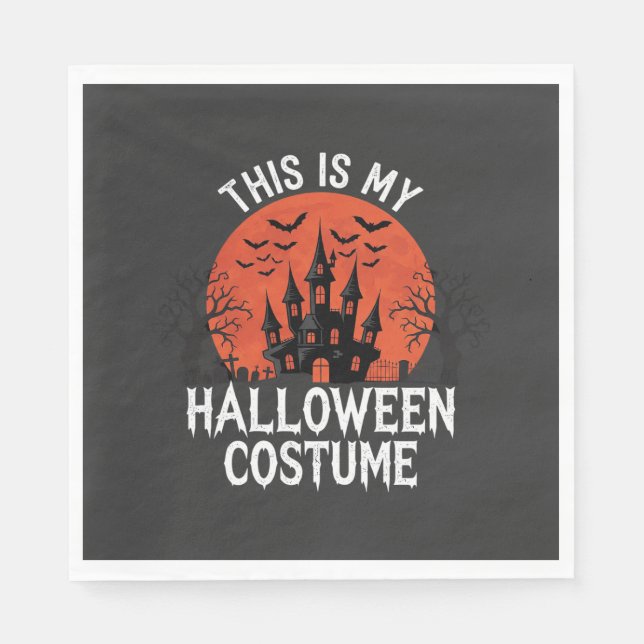 Halloween-kostym Förhäxad Slott Vektordesign Pappersservett (Framsidan)