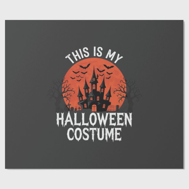 Halloween-kostym Förhäxad Slott Vektordesign Presentpapper (Platt)