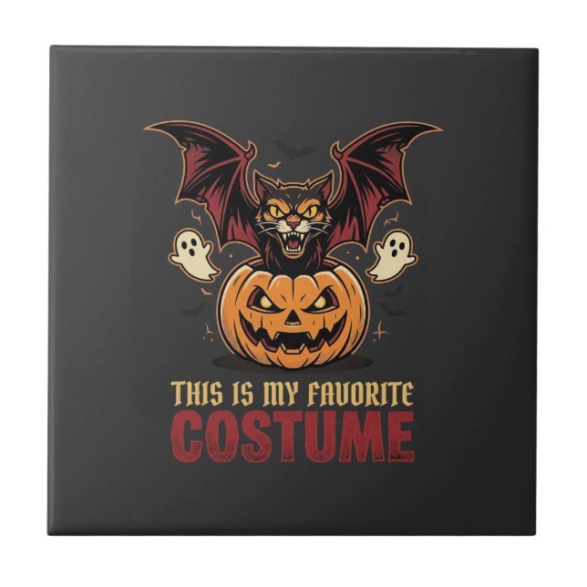 Halloween Kostym Monster Pumpa Gotisk Vektor De Kakelplatta (Framsidan)