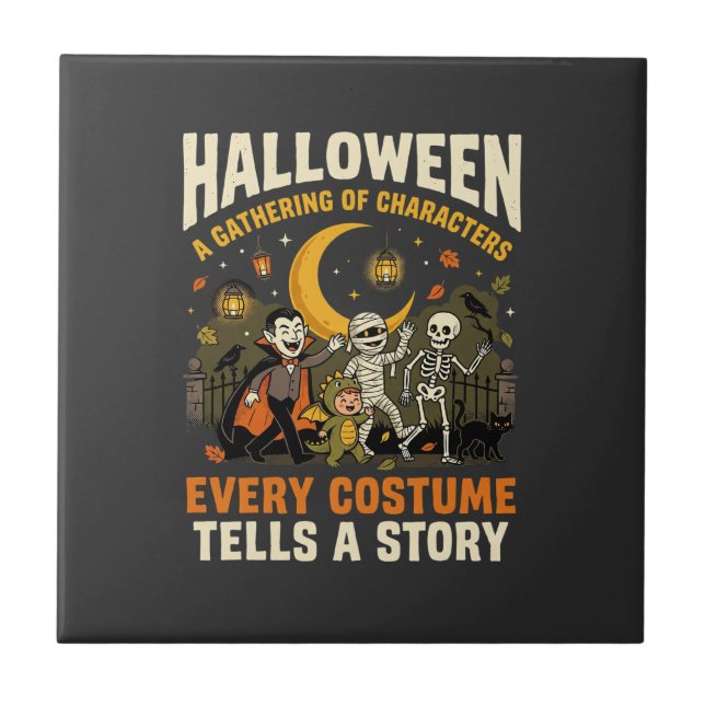 Halloween Kostym Natt Äventyr Kakelplatta (Framsidan)
