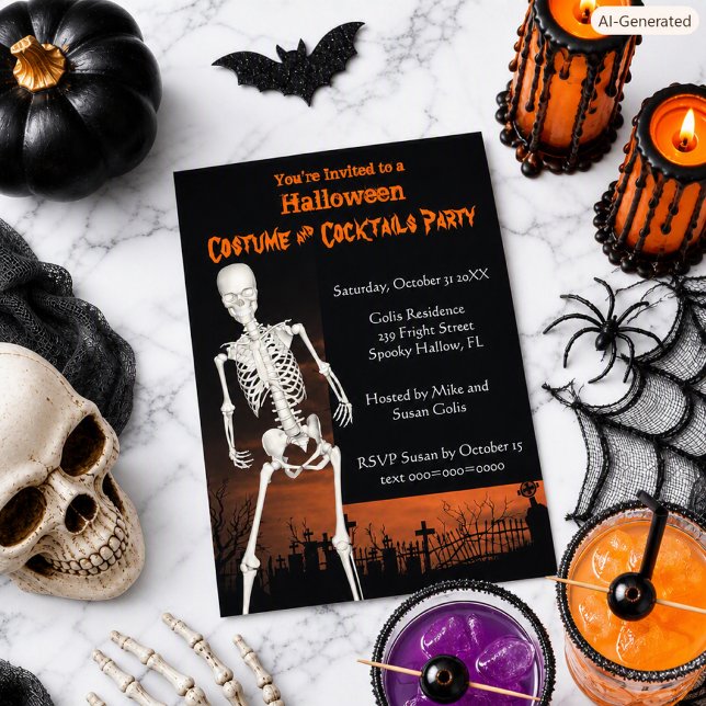 Halloween-kostym och cocktailparty-inbjudan inbjudningar (Skapare uppladdad)