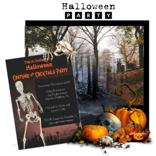 Halloween-kostym och cocktailparty-inbjudan inbjudningar