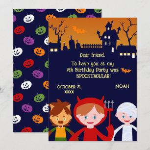 Halloween kostym pojke födelsedagsfest tack kort