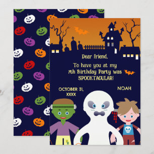 Halloween Kostym Pojke Födelsedagsfest Tack Kort