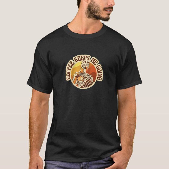 Halloween-kostym, roligt kaffe skeleton Raglan Bas T Shirt (Framsida)