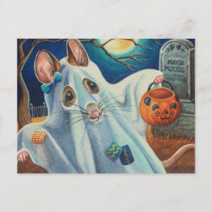 Halloween-kostym Spök Mus Akvarell Konst Vykort