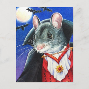 Halloween-kostym Vampyr Mus Akvarell Konst Vykort