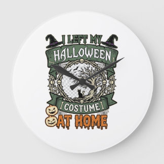Halloween-kostym vänster Hem Träd Katt Pumpa_1 Stor Klocka