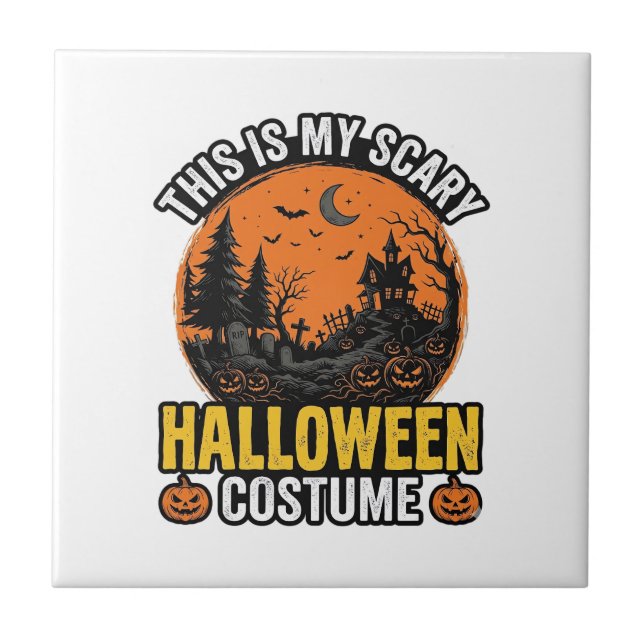 Halloween Kostym Vintage Skräck Kakelplatta (Framsidan)