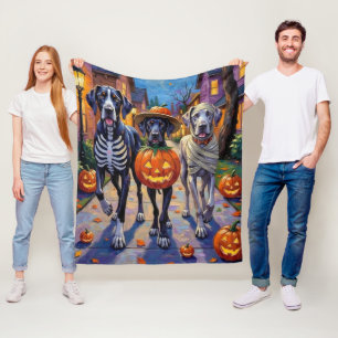 Halloween-kostymer för Grand Danois som går runt o Fleecefilt