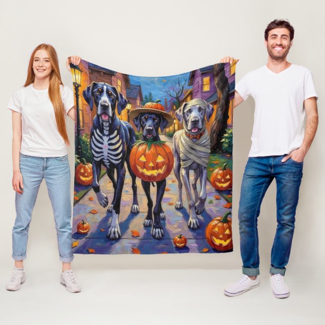 Halloween-kostymer för Grand Danois som går runt o Fleecefilt (På plats)