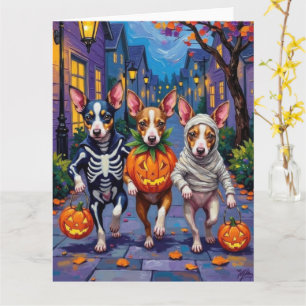 Halloween-kostymer för råttterrier som stryker omk kort