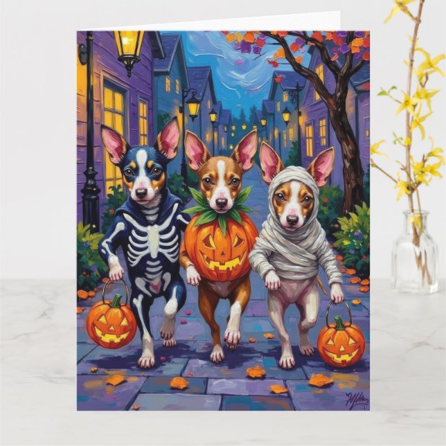 Halloween-kostymer för råttterrier som stryker omk kort (Gul blomma)