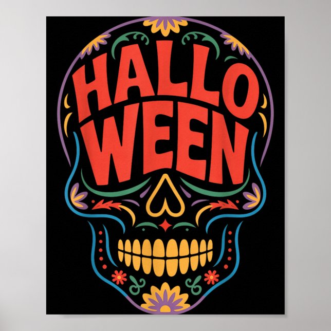 Halloween-kostymer Skalle Typografi Grafik Kuslig Poster (Framsidan)