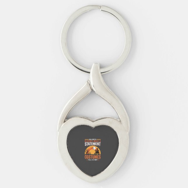 Halloween-kostymer Statement Spökhus-design Twisted Heart Silverfärgad Nyckelring (Framsidan)