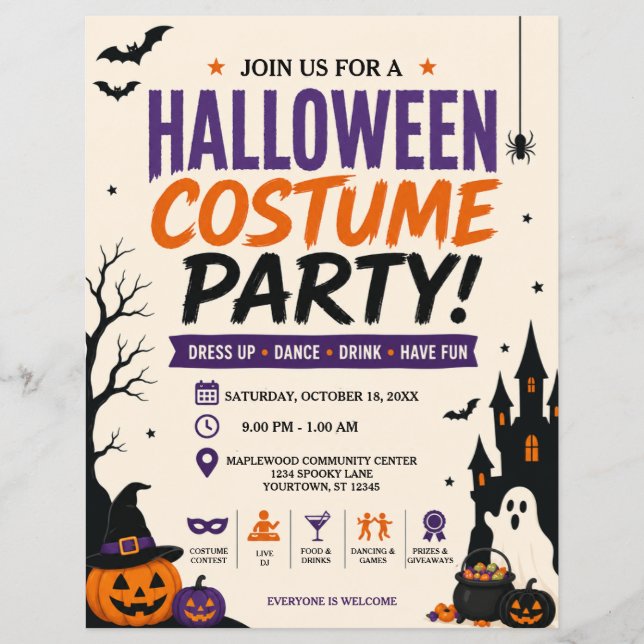 Halloween Kostymfest Flyer (Framsidan)