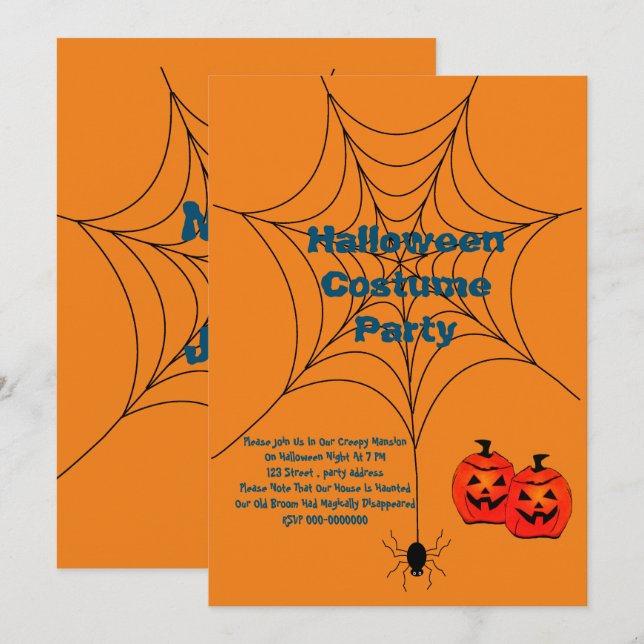 Halloween kostymfest inbjudan (Fram/baksida)