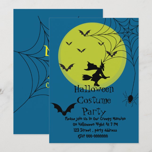 Halloween kostymfest inbjudan (Fram/baksida)