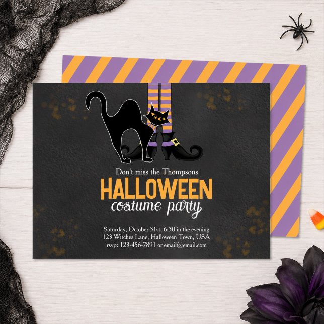 Halloween Kostymfest Rolig Häxa  Inbjudningar (Create a magical Halloween celebration with this cute customizable costume party invitation.)