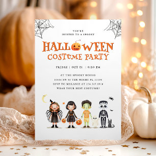 Halloween Kostymfest Söt Barn Inbjudan